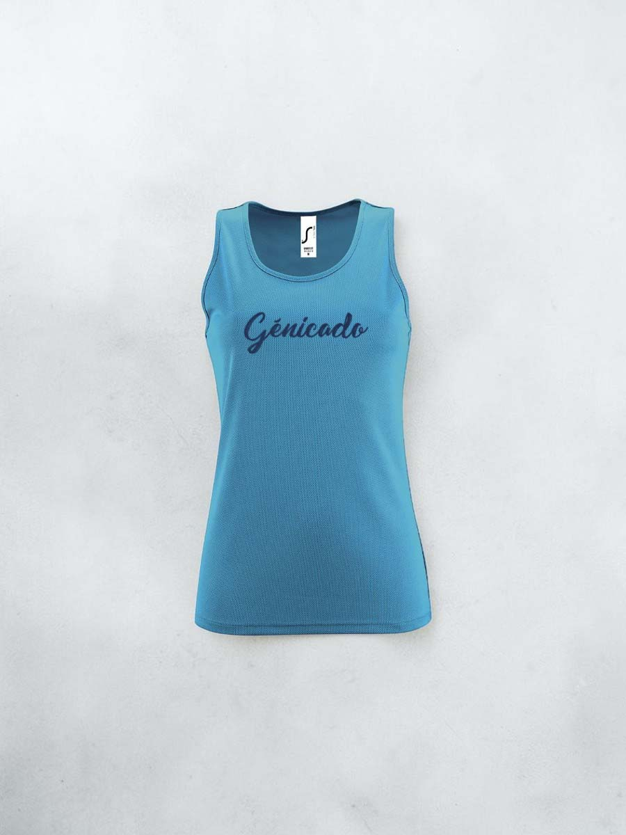 Débardeur sport femme 100 % polyester respirant, coupe légère à col rond
