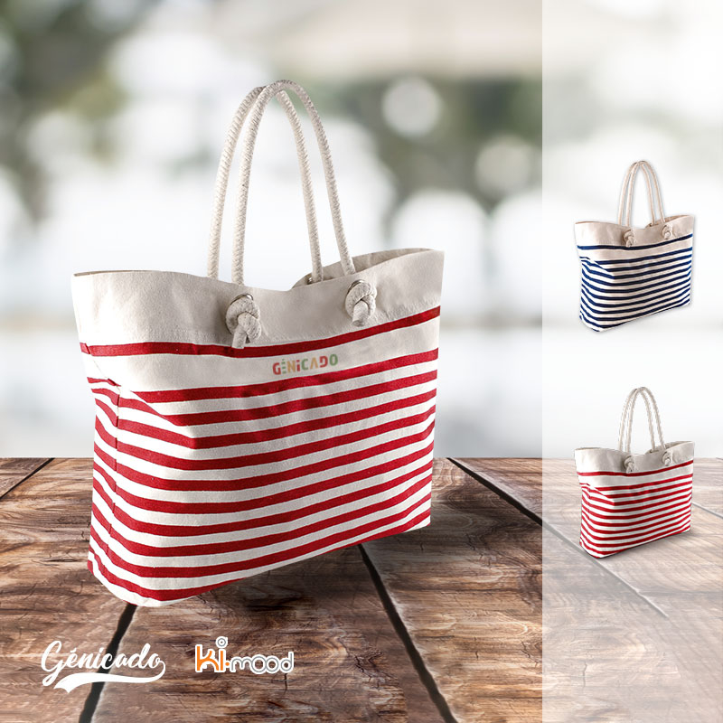 Sac de plage rayé en coton canvas