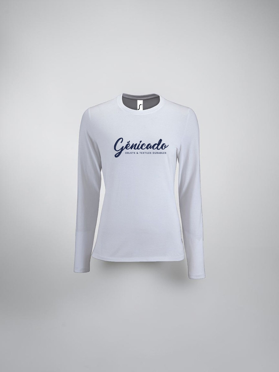 T-shirt femme manches longues OEKO-TEX® VEGAN, col rond et 100 % coton