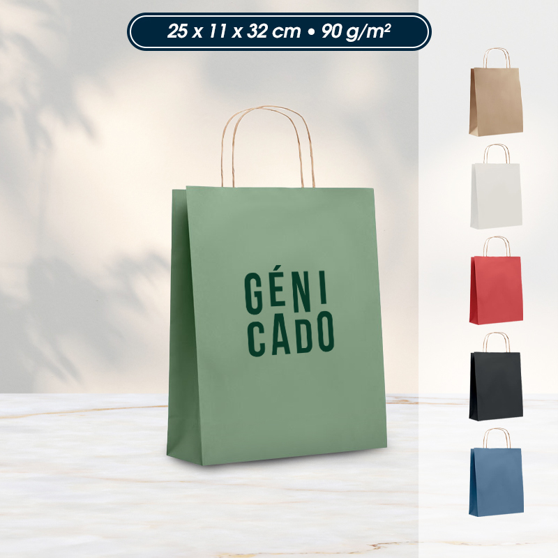 Sac papier kraft format moyen poignées torsadées