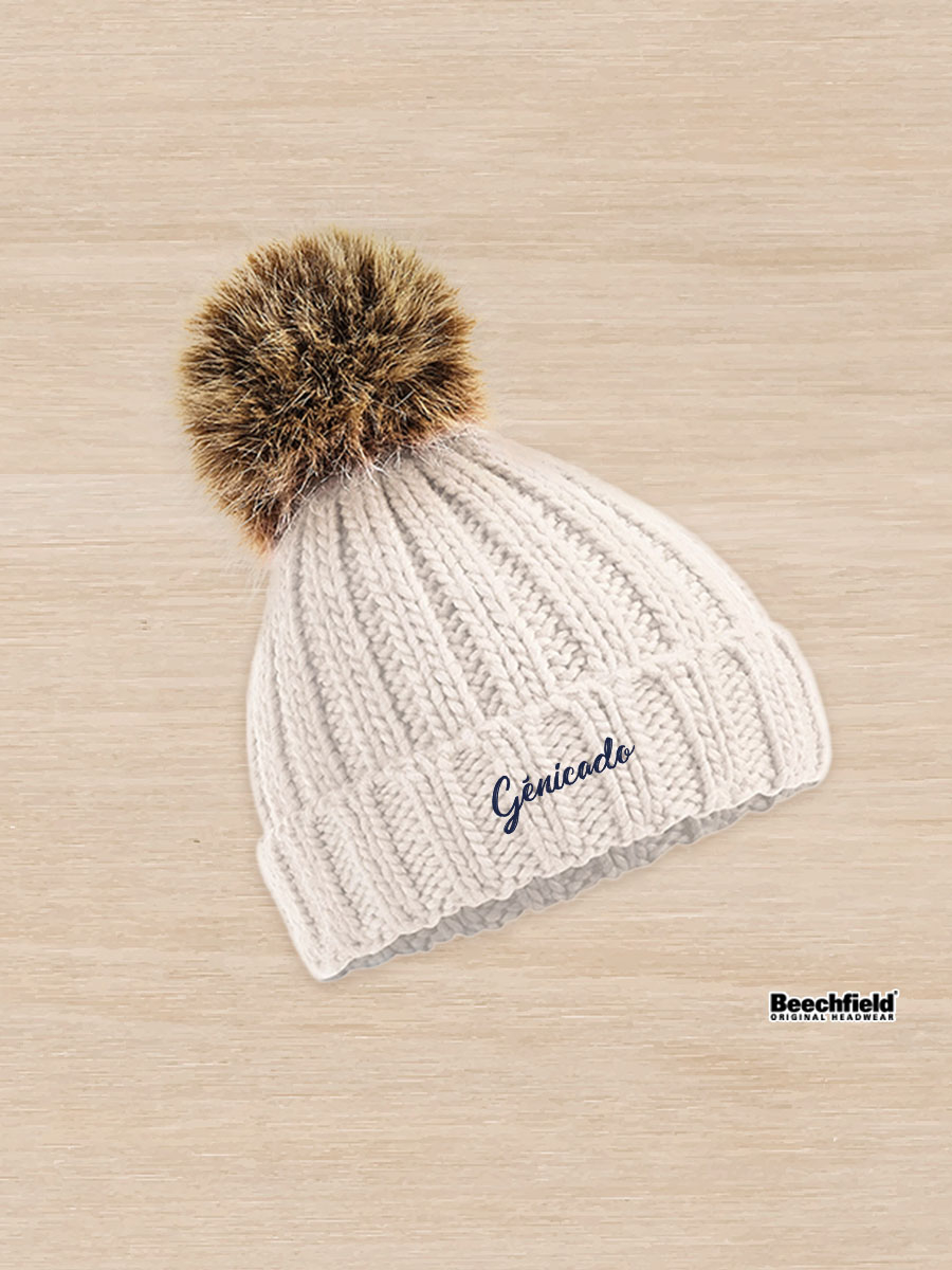Bonnet publicitaire en maille côtelée pompon