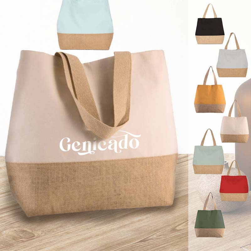 Tote bag en toile de coton et jute