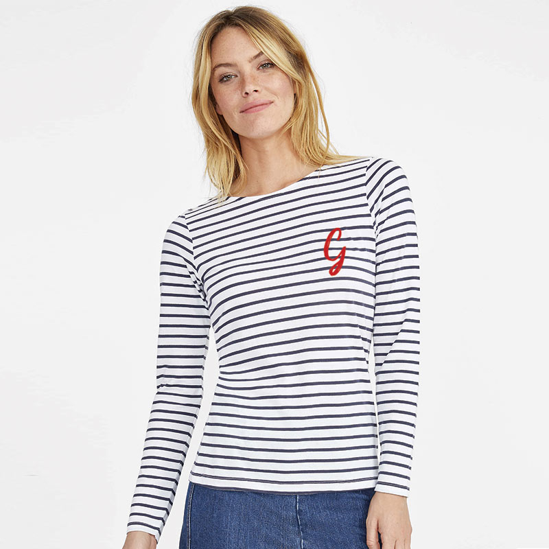 Marinière personnalisée pour femme avec broderie