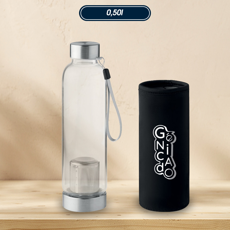 Bouteille infuseur en verre 500 ml avec pochette
