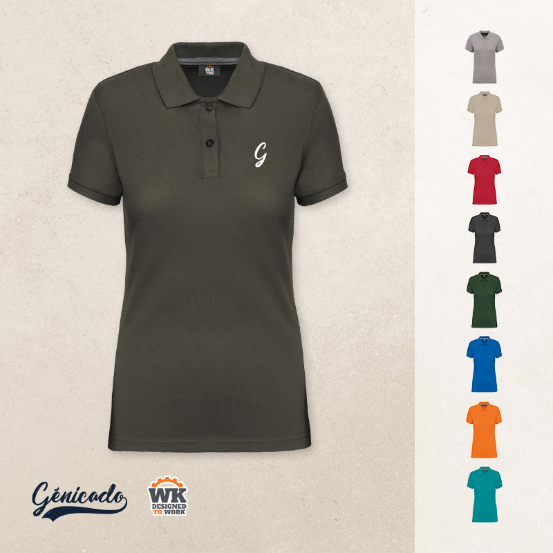 polo femme manches courtes polyester coton