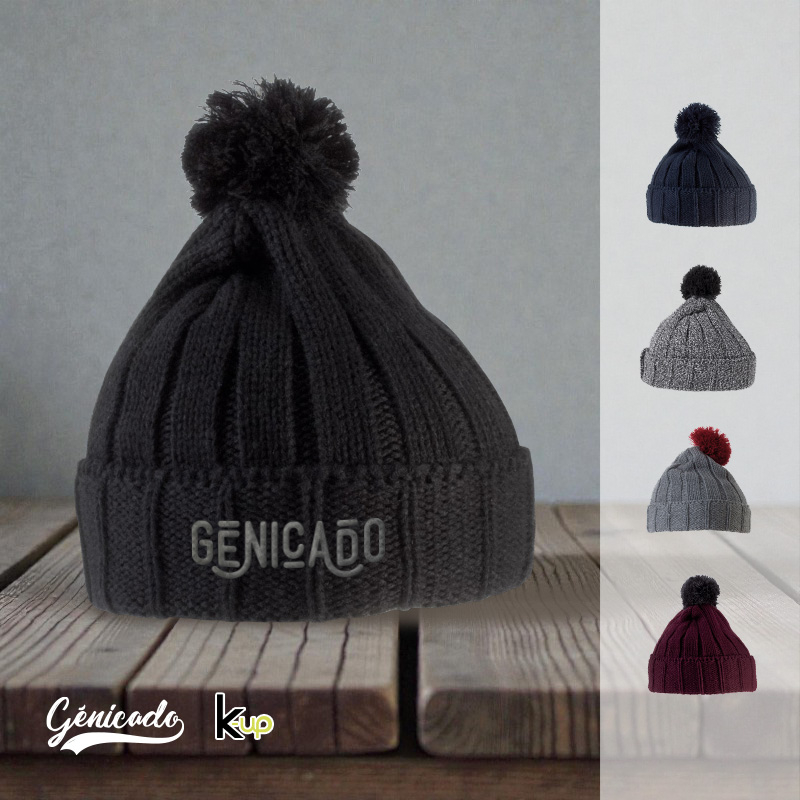 Bonnet publicitaire avec pompon