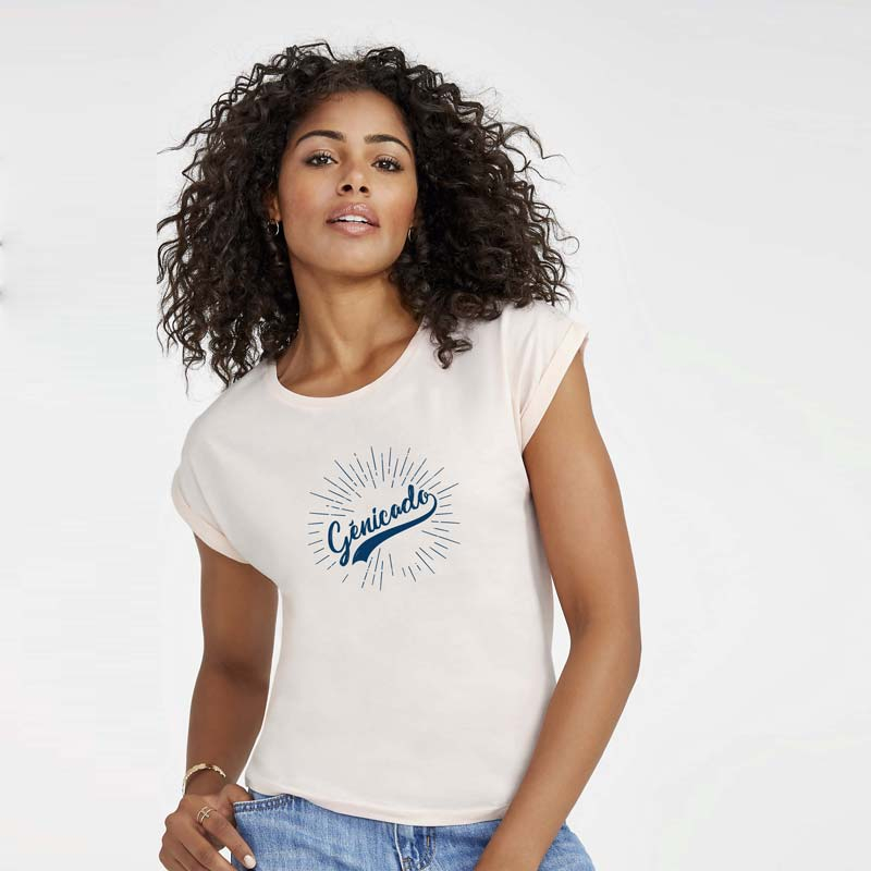T-shirt femme avec revers bas de manches