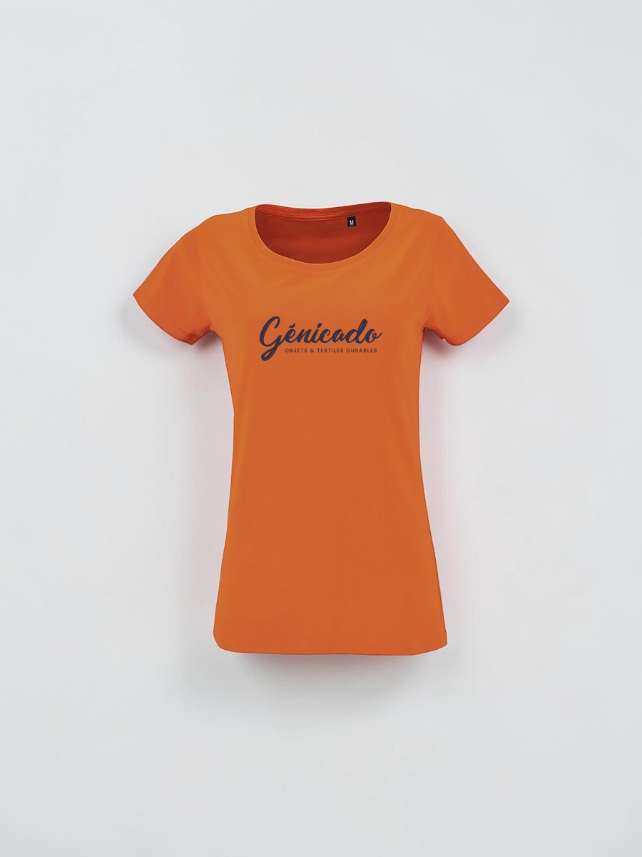 T-shirt femme 100 % coton à col rond et manches courtes