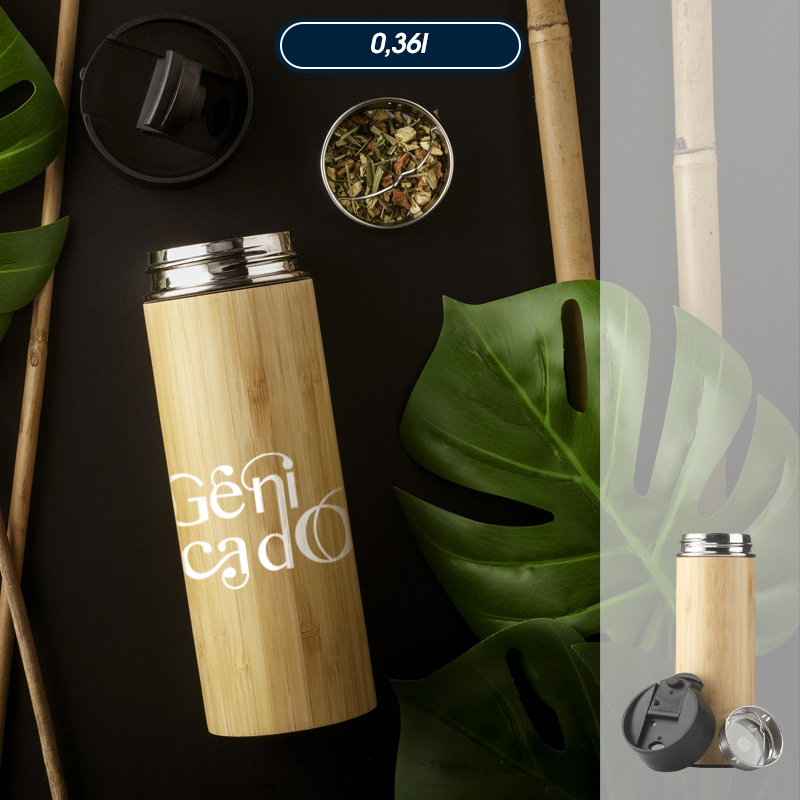 Bouteille infuseur personnalisée en bambou 360 ml