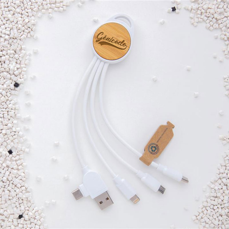 Câble 6-en-1 rond en plastique recyclé RCS 20cm