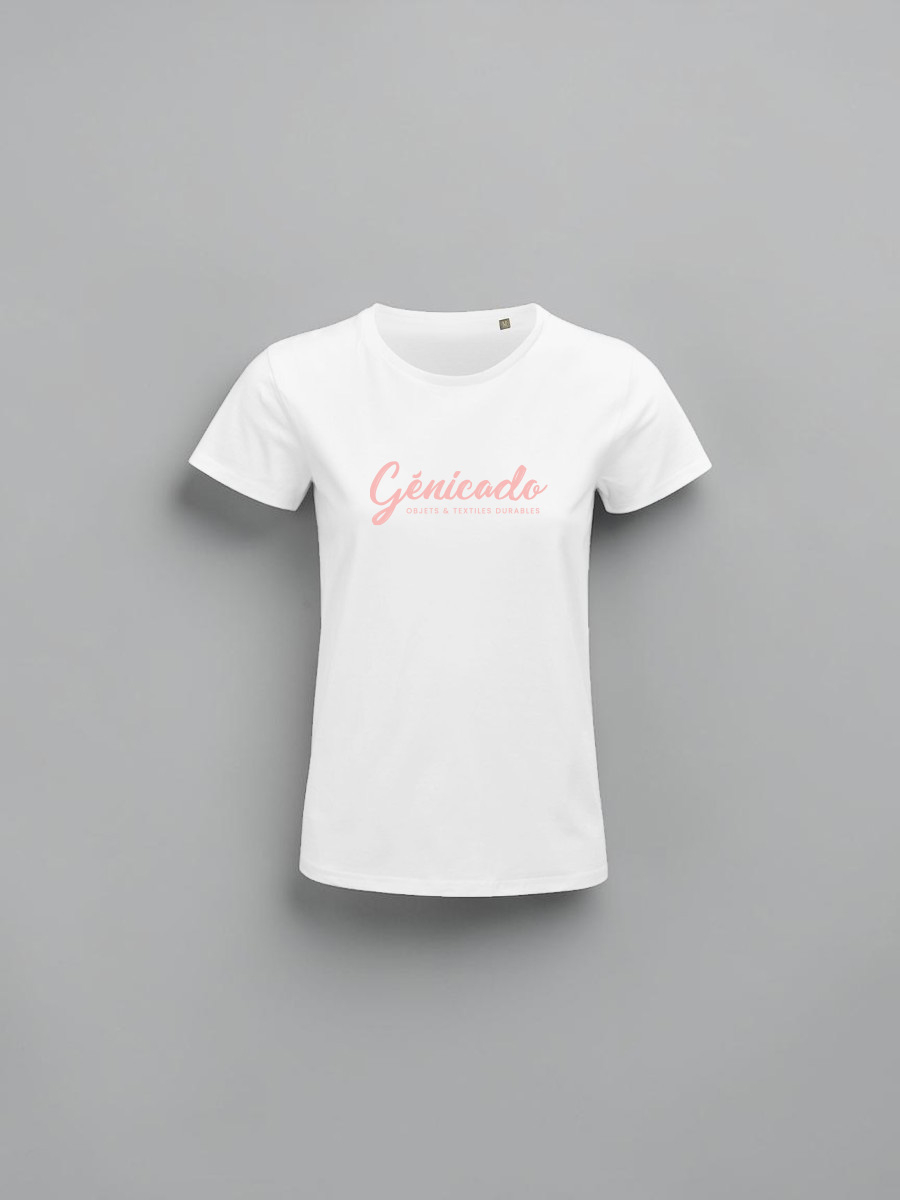 T-shirt femme en coton jersey, coupe ajustée à col rond et manches courtes