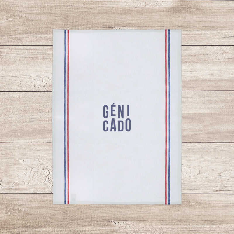 Torchon made in France en coton bandes tricolores